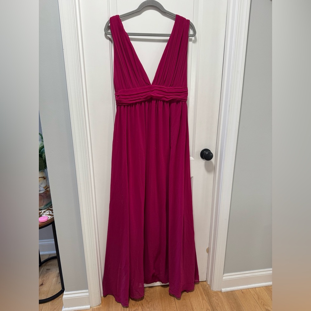 Lulus Heavenly Hues NWOT size Large Magenta Maxi Dress Chiffon‎ Formal Gown - Picture 3 of 15